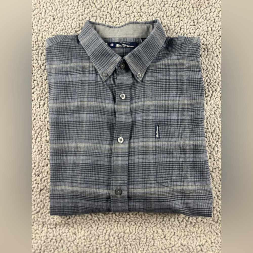 Ben Sherman Gray and Black Plaid Shirt men’s size XL